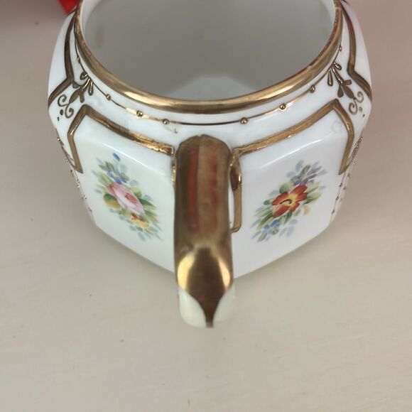 Nippon Japan Antique 24k Hand Painted Rose Pattern Sugar and Creamer Porcelain - Picture 9 of 11